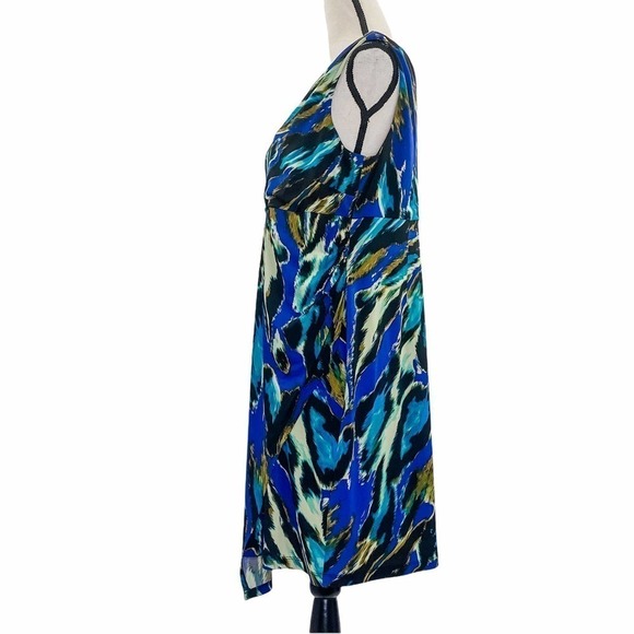 Abs Silver Label One Shoulder Multicolored Aztec Print Mini Sheath Dress - Picture 3 of 12